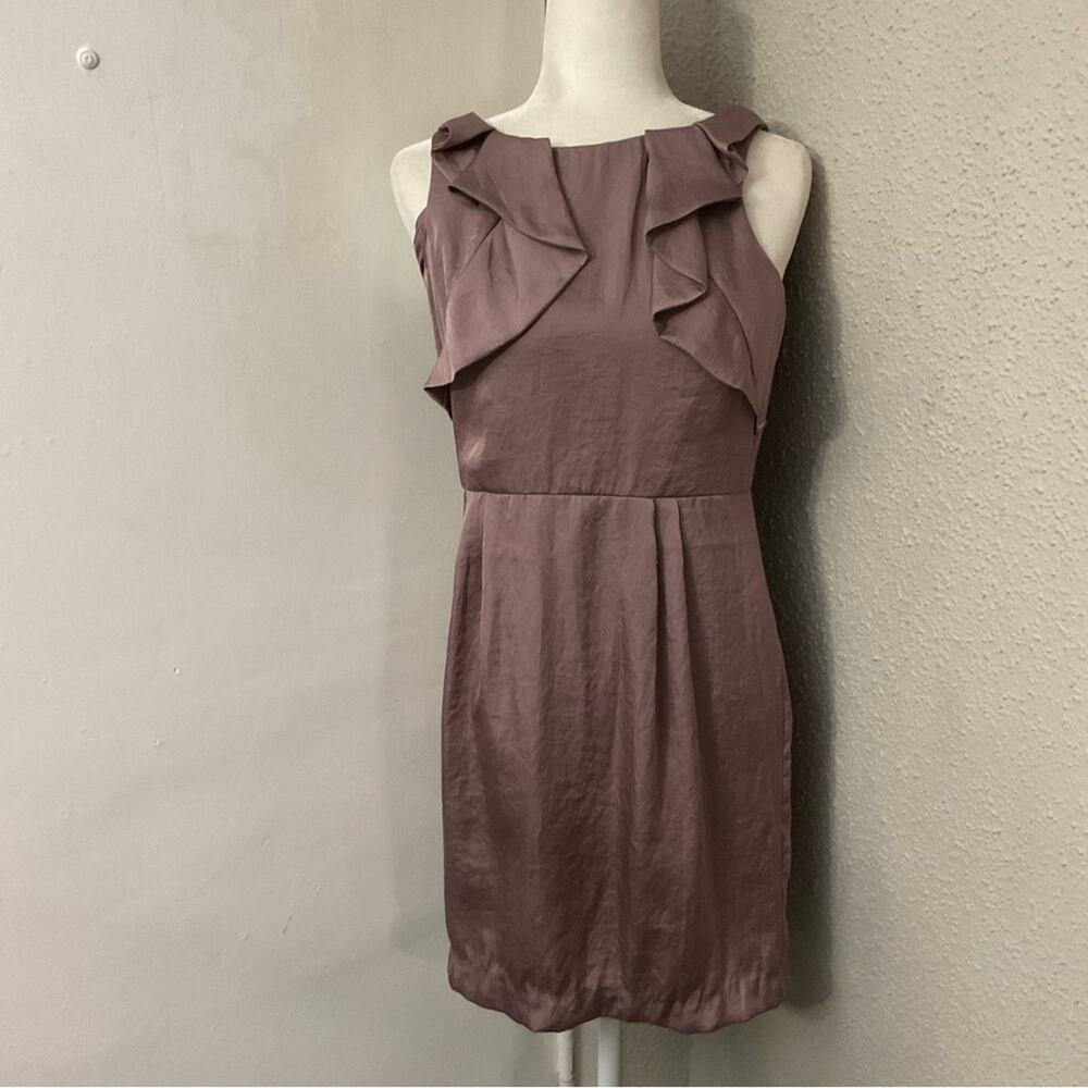 LOFT Ann Taylor Blush Ruffle Sheath Dress 6P Corporate Siren Coquette Girl Paste
